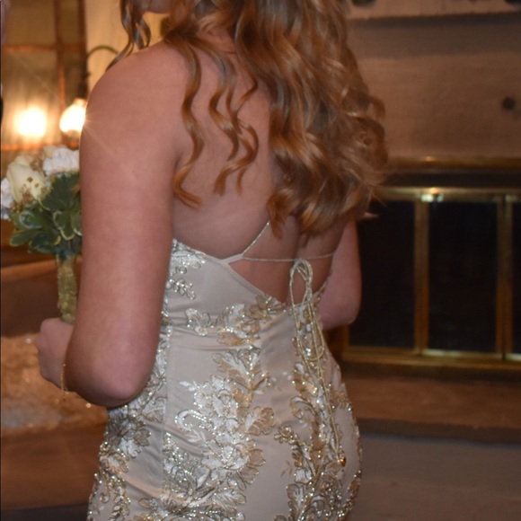 Gold Detailed Formal Dress - Picture 3 of 3